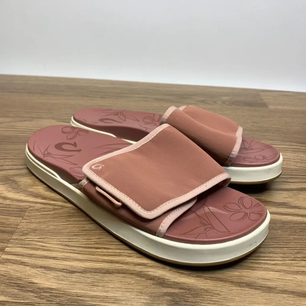 Olukai Nu'a Olu Sandals Womens 10 Pink Comfort Slide Slip On Open Toe Beach Pool